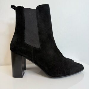 Antonio De Faria Black Suede Debora Chelsea Block Heel Bootie Women’s Size 8